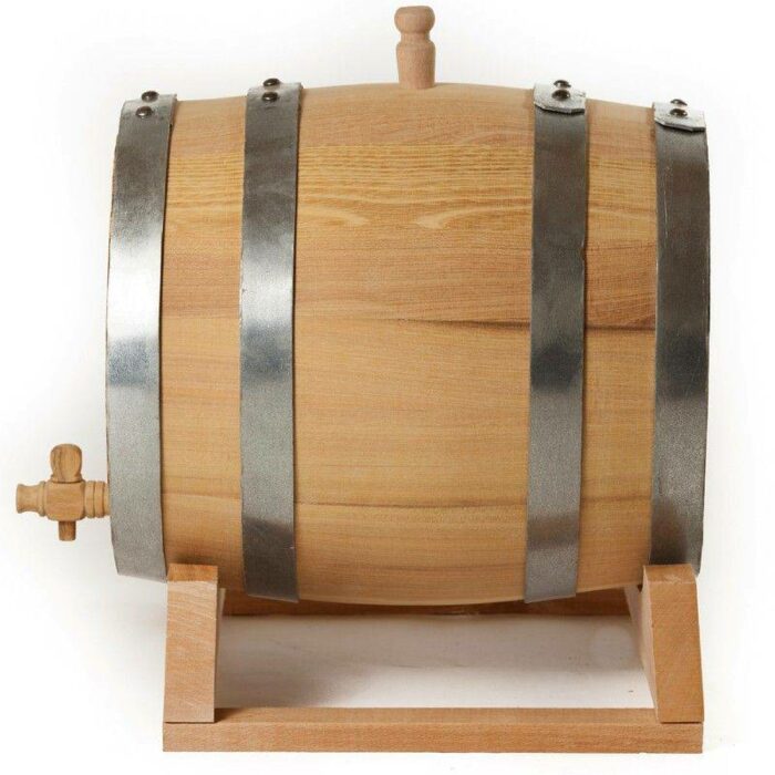 wooden barrel with stand and tap of 3 liters