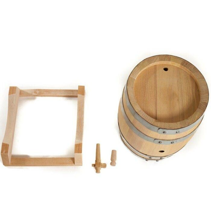 Barile di legno da 3 litri con supporto e rubinetto - immagine 4