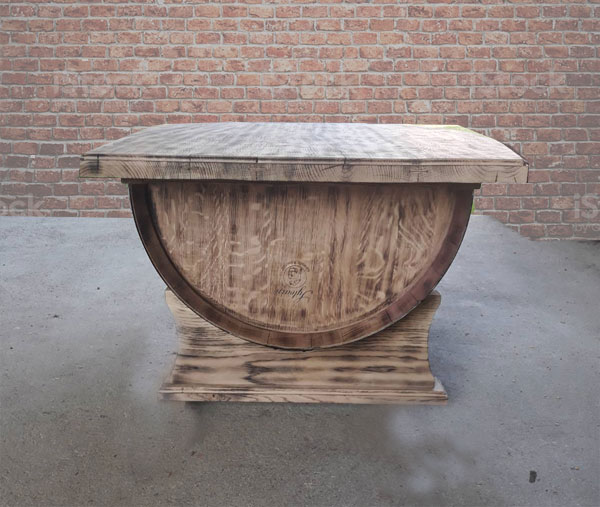 tables made of wooden barrels