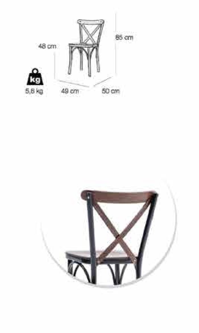 metalna vintage stolica - dimenzije